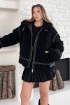 Oversize Teddy Kürk Fermuarlı Deri Detaylı Mont