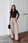 Yüksek Bel Kemerli Palazzo Pantolon
