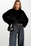 Yumuşak Dokulu Uzun Kollu Oversize Kürk Sweatshirt