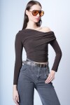 Acı Kahve Asimetrik Likralı Bluz