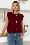 Büyük Düğme Detaylı Triko Yelek
