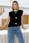 Büyük Düğme Detaylı Triko Yelek