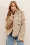 Dik Yaka İçi Astarlı Peluş Suni Kürk Ceket