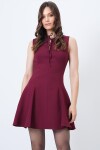 Fermuarlı Bağcıklı Kısa Kollu Mini Elbise
