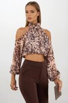 Halter Yaka Leopar Desenli Crop Bluz