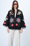 Kabartmalı Çiçek İşlemeli Oversize Ceket