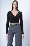 Kruvaze Yaka Simli Crop Bluz