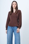 Kruvaze Yaka Yandan Bağlamalı Bluz
