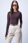 Acı Kahve Likralı Uzun Kollu Bluz
