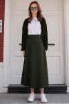 Süet Dokulu Geniş Kesim Midi Etek