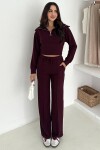 Yarım Fermuarlı Crop Sweat Ve Geniş Paça Eşofman Takım