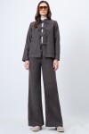Yıkamalı Bağlama Detaylı Ceket ve Geniş Paça Pantolon Takım