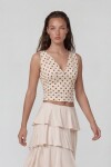 Askılı Drape Detaylı Puantiyeli Crop Bluz