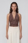 Askılı Drape Detaylı Puantiyeli Crop Bluz