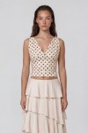 Askılı Drape Detaylı Puantiyeli Crop Bluz