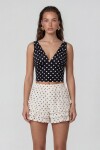 Askılı Drape Detaylı Puantiyeli Crop Bluz