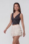 Askılı Drape Detaylı Puantiyeli Crop Bluz