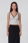 Askılı Drape Detaylı Puantiyeli Crop Bluz