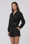 Bağlama Detaylı Cepli Gömlek Ve Beli Lastikli Şort Takım