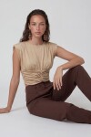 Bisiklet Yaka Drape Detaylı Vatkalı Sandy Bluz