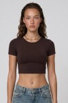 Kısa Kol Bisiklet Yaka Crop Bluz