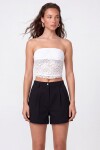 Straplez Dantel Detaylı Crop Bluz