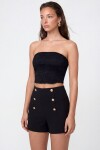 Straplez Dantel Detaylı Crop Bluz