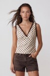 Askılı Drape Detaylı Puantiyeli Crop Bluz