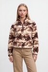 Geyik ve Doğa Desenli Yarım Fermuar Sweatshirt