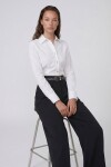 Gold İnci Düğme Detaylı Pensli Slim Fit Poplin Gömlek
