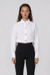 Kalp Düğmeli Oversize Poplin Gömlek
