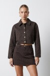 Leopar Desenli Kuşaklı Crop Ceket